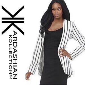Kardashian Kollection Road to Nowhere Black and White Striped Blazer